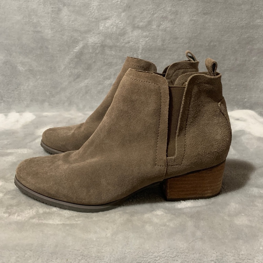Blondo Ankle Boots Women's Size 8.5 M Taupe Suede Waterproof Block Heel Booties